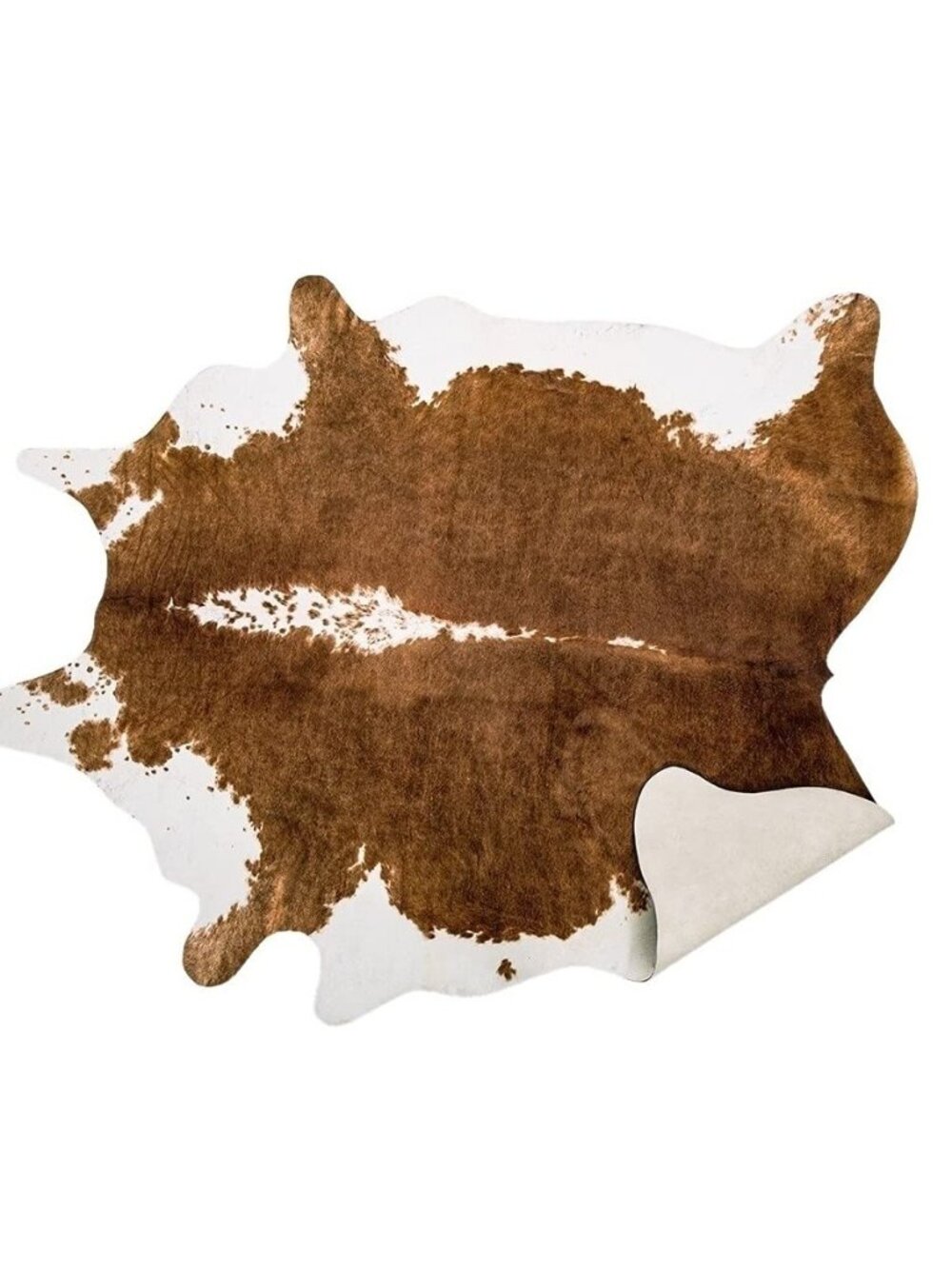 Faux Cowhide Rug, Brown Cow Print Large Animal Area Rug, 4.6x5.2 Ft
